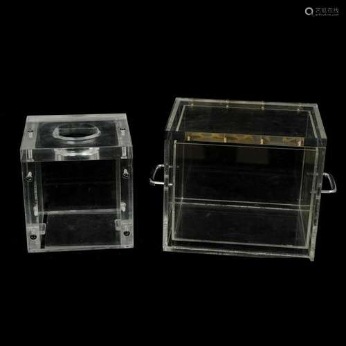 (2 Pc) Vintage Lucite Box