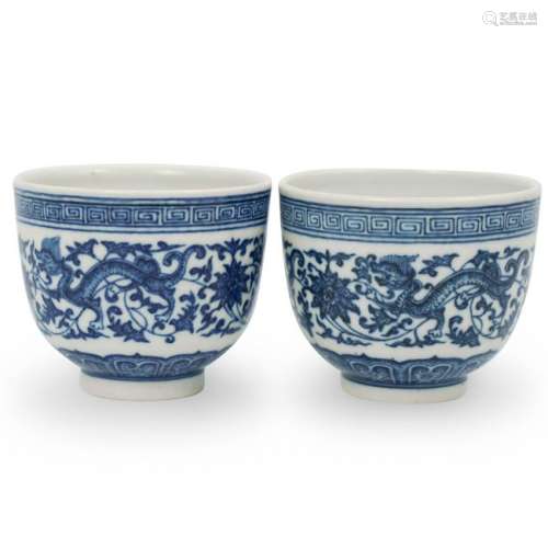 Pair Of Chinese Qing Dynasty Blue and White Porcelain