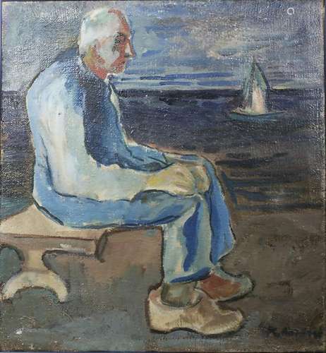 Künstler des 20. Jh., 'Mann am Meeresufer' / 'A man by