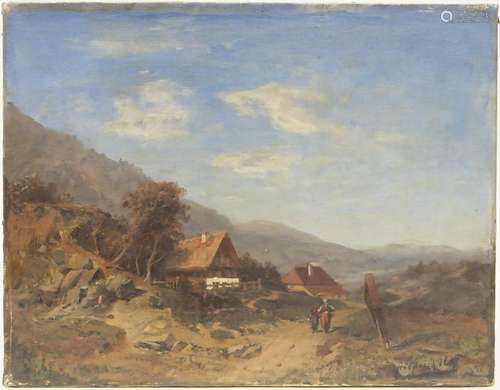 Friedrich Hoff (1832-1913), 'Alpenländisches Dorf mit