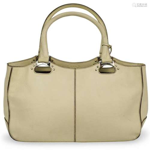 Tods Ivory White Leather Bag