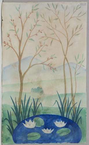 Nathalie Gontcharova (1881-1962), 'Paysage au petit