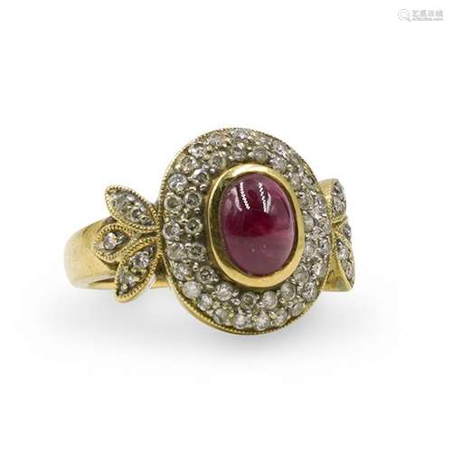 18k Gold, Ruby and Diamond Ring