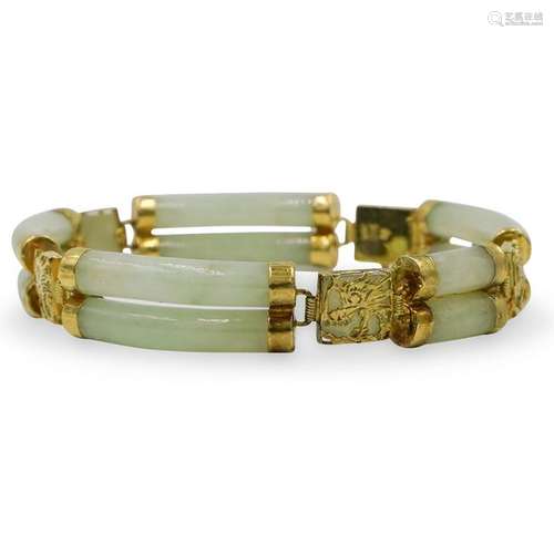 14k Gold and Jade Bracelet