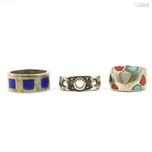 (3 Pc) Sterling Silver Rings