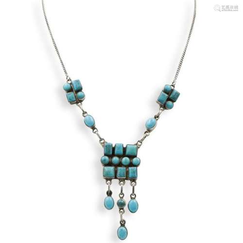 Sterling Silver and Turquoise Stone Necklace