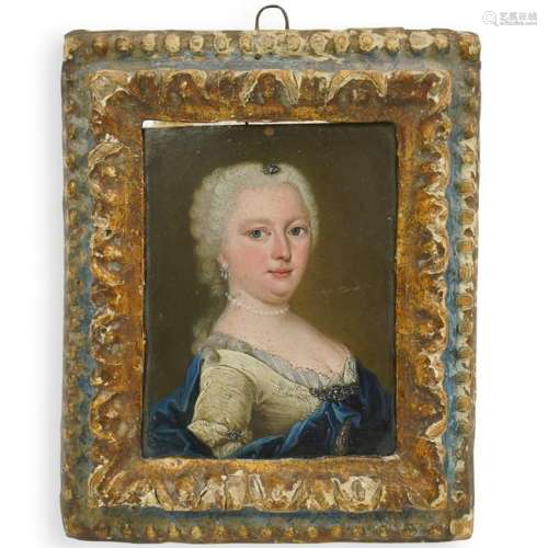 Marie Antoinette Oil On Copper Portrait