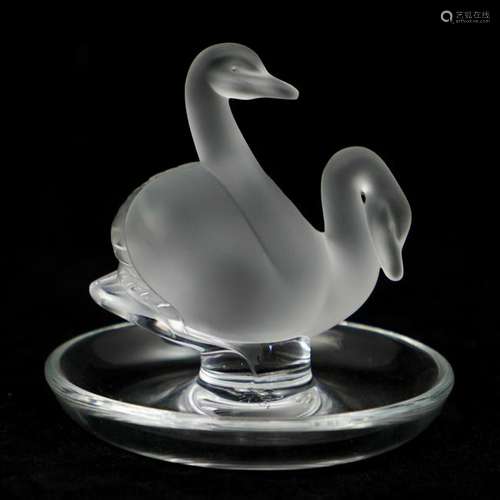 Lalique Crystal Swan Pin Tray