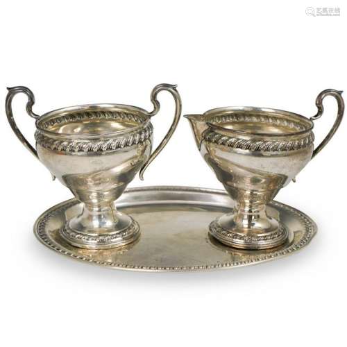 (3 Pc) Rogers Sterling Silver Creamer and Tray