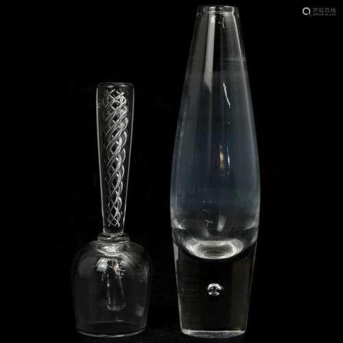 (2 Pc) Steuben Glass Dinner Bell and Vase