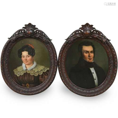 Pair of 19th Cent. Oil On Canvas Portraits