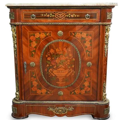 Marquetry Wood and Bronze Commode