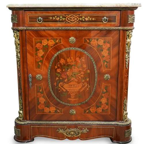 Marquetry Wood and Bronze Commode
