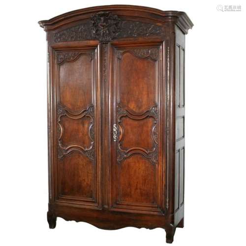 Monumental Antique Carved Wooden Armoire