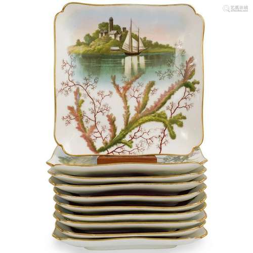 (10 Pc) French Hand Painted Porcelain Dishes