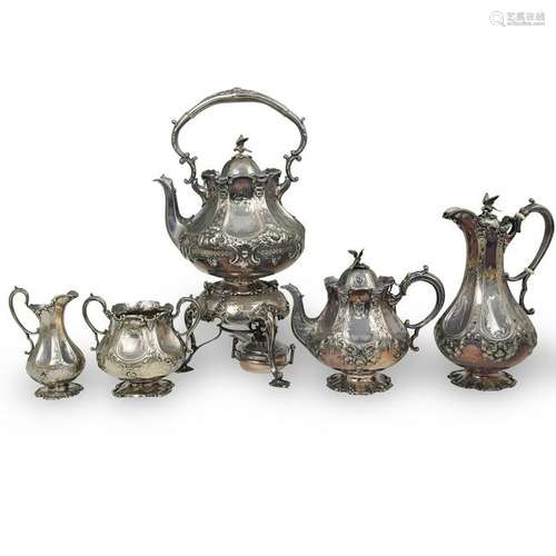 (5 Pc) Silver Plated Tea Service