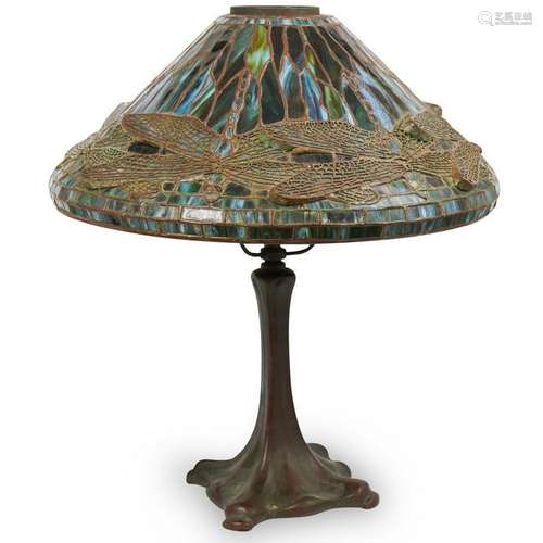 Handel Bronze Base With Art Glass Shade