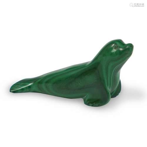 Carved Solid Malachite Sea Lion