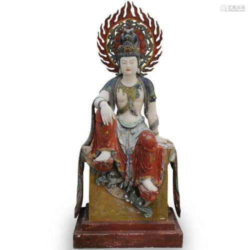 Palaze Sized Carved Wood Shiva Sculpture