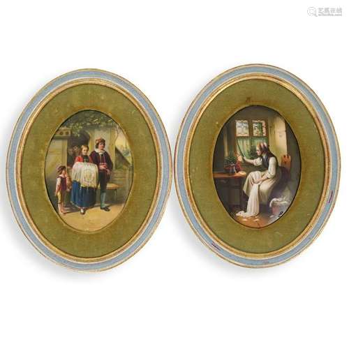 Pair Of Continental Painted Porcelain Plaques