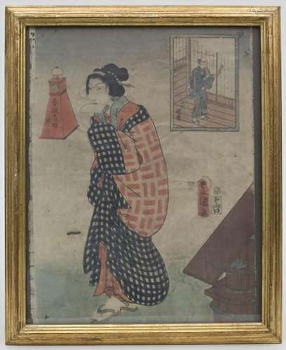 Farbholzschnitt 'Geisha'/ A coloured woodcut 'Geisha',