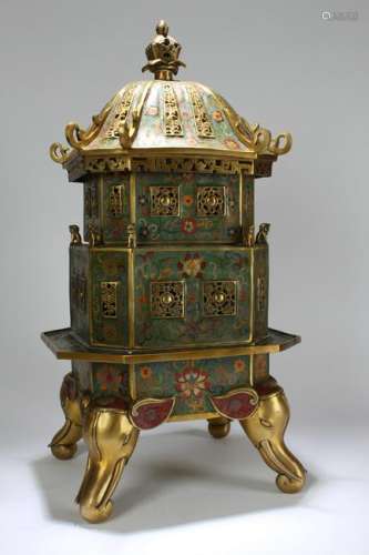 A Chinese Lidded Massive Cloisonne Elephant-fortune