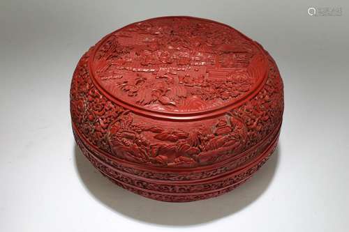 An Estate Chinese Circular Lidded Story-telling Massive