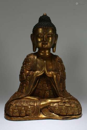 An Estate Chinese Buddha-fortune Religious Gilt Statue