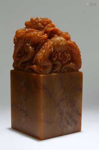 A Chinese Myth-beast Religious Soapstone Fortune Seal