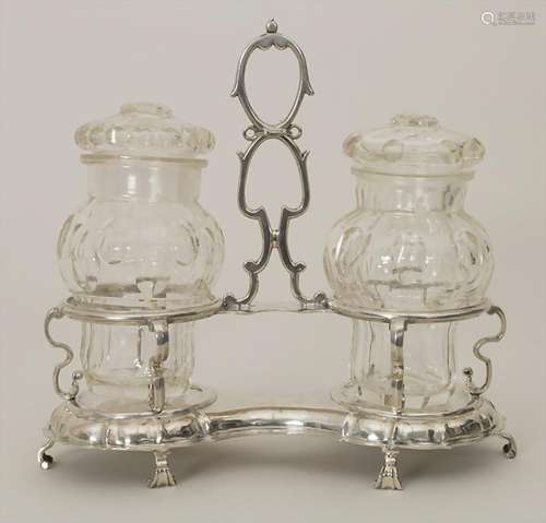 Barock Flaschenhalter / A Baroque silver cruet stand /