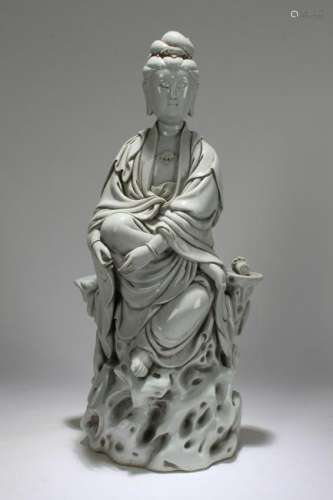 An Estate Chinese De Blac Religious Guanyin Statue