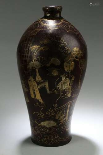 A Chinese Story-telling Lacquer Display Vase