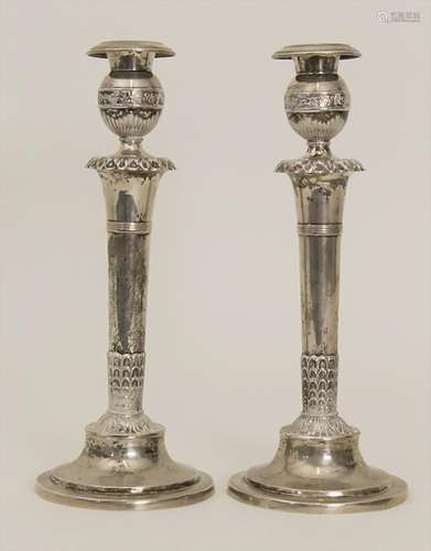 Paar Empire Kerzenleuchter / A pair of Empire silver