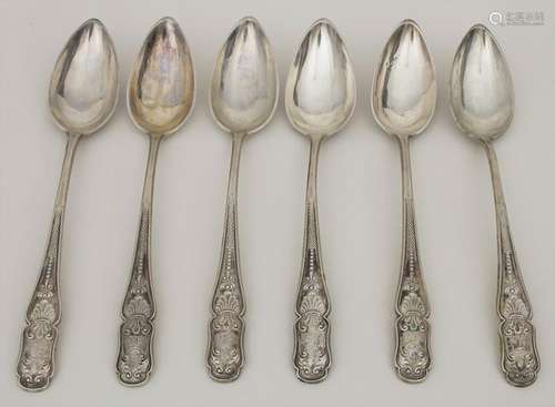 6 Teelöffel / 6 silver tea spoons, um 1800 Material: