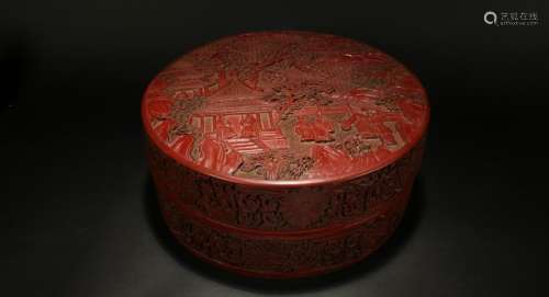 A Chinese Massive Story-telling Temple-scene Lacquer