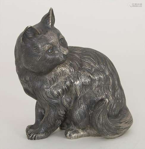 Katze / A silver cat, Italien, 20. Jh. Material: Silber