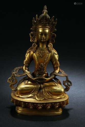 A Chinese Estate Seated Fortune Buddha  Display Statue