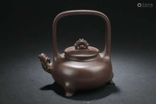 A Chinese Tripodded Estate Lidded Tea Pot