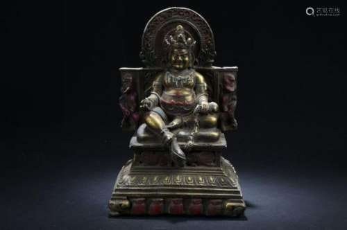 A Seated Religious Anicent-framing Tibetan Statue