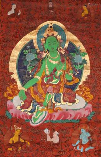 An Estate Tibetan Religious Vivid Thangka