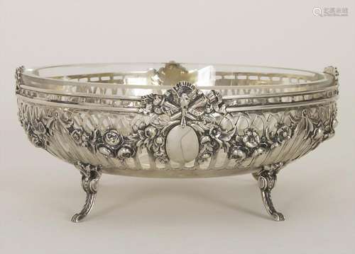 Schale mit Glaseinsatz / A silver dish with glass bowl,