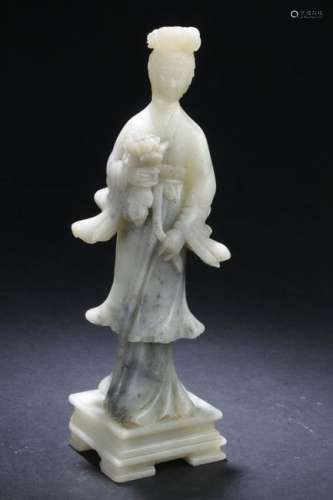 A Chinese Soapstone Guanyin Display Statue
