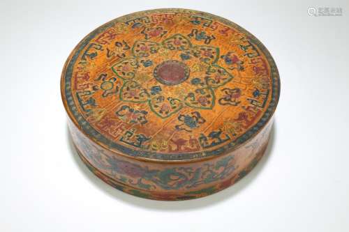 A Round Lacquer Box Container