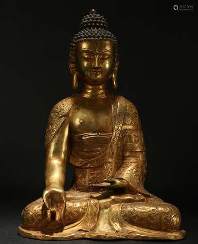 An Estate Chinese Gilt Pondering-pose Buddha Statue