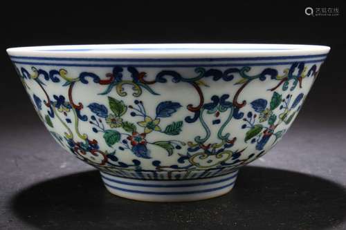 A Plant-filled Chinese Estate Porcelain Bowl Display