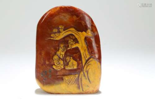 An Estate Chinese Soapstone Mountain-view Display