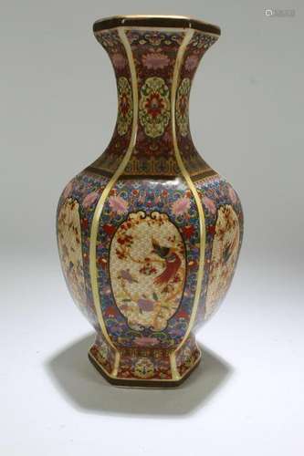 A Chinese Hexa-fortune Estate Porcelain Display Vase