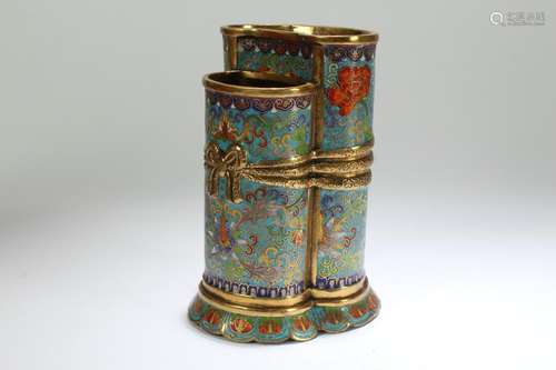 A Chinese Duo-handled Anicent-framing Cloisonne Censer