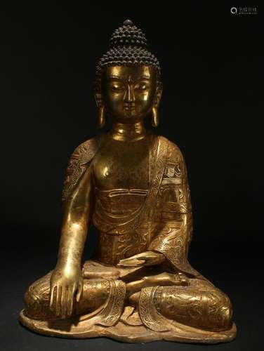 A Chinese Ancient-framing Estate Gilt Religious Buddha