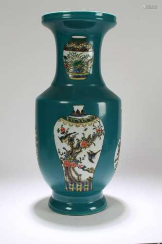 An Estate Chinese Vase-within Fortune Blue Porcelain